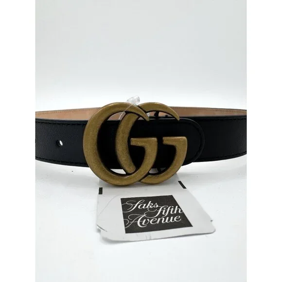 Gucci 55cm Black Leather Double GG Belt Size Small - Picture 2 of 14